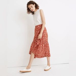 Madewell Ruffle-Wrap Midi Skirt in Happy Hibiscus